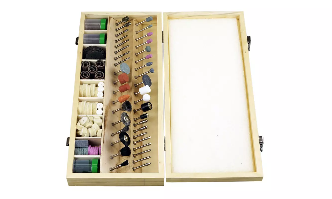 228pc Rotary Tool Accessories in a Wooden Box - Second Medium
