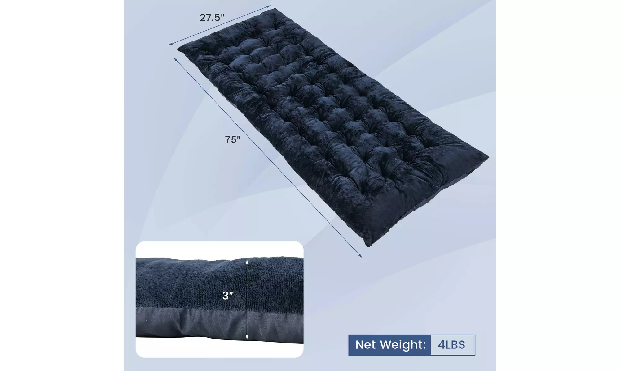 Costway Camping Cot Pad Sleeping Mattress Crystal Velvet Outdoor Lightweight