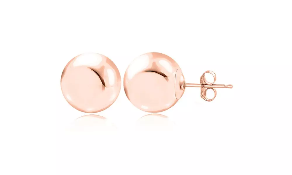 Large 12MM Sterling Silver Ball Stud Earrings - Primary Image