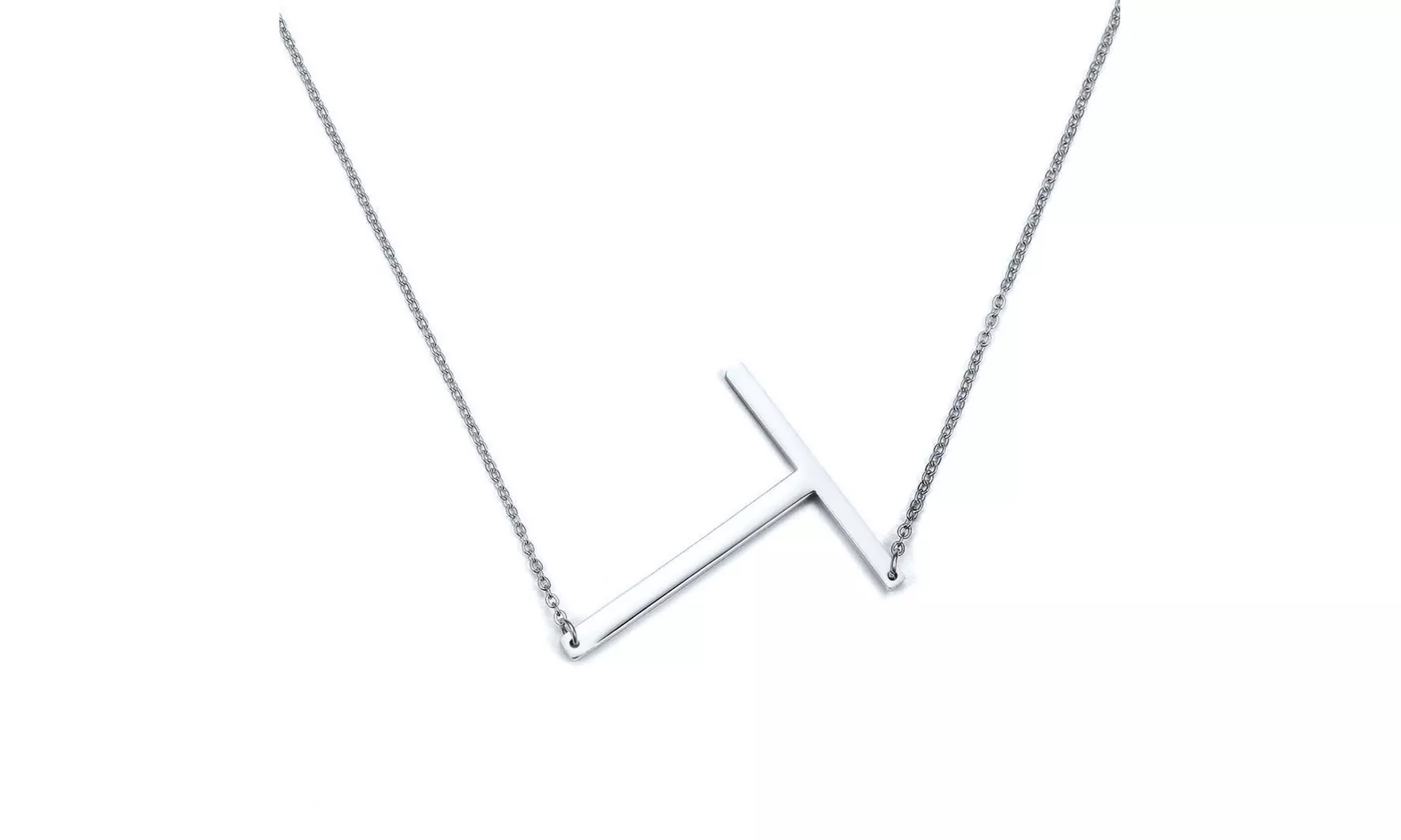 LESIES Big Letter Necklace Stainless Steel Initial Pendant