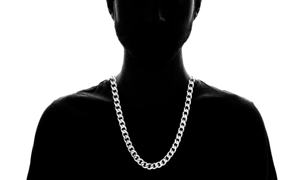 Men's Polished Stainless Steel 24 inch Curb Chain Necklace