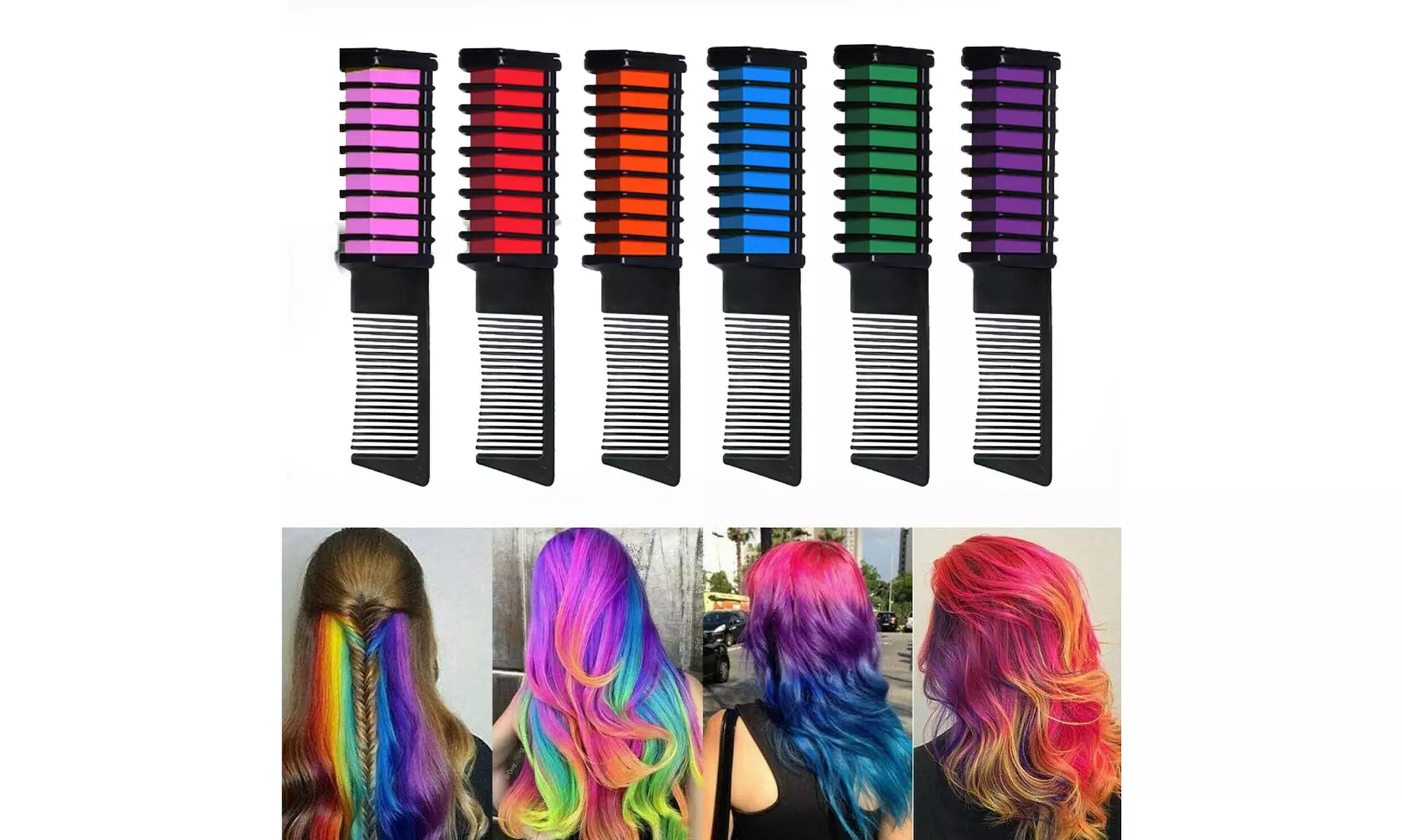 6 Colors Mini Disposable Temporary Hair Dye Comb Home Salon Hair Dyeing Tool - Second Medium
