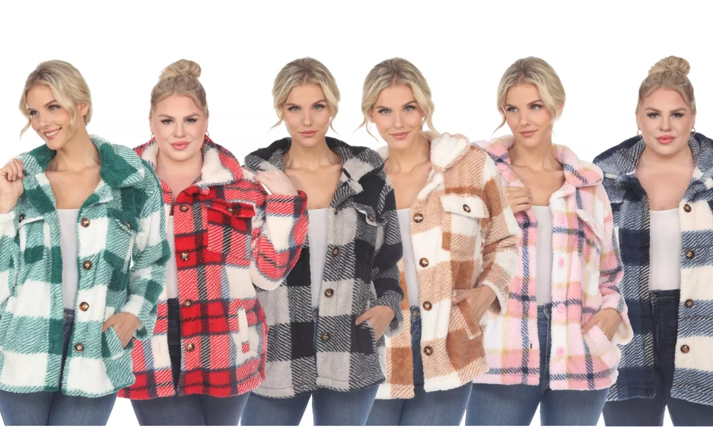 White Mark Women's Plaid Shacket ( Plus Size Available ) - Primary Image