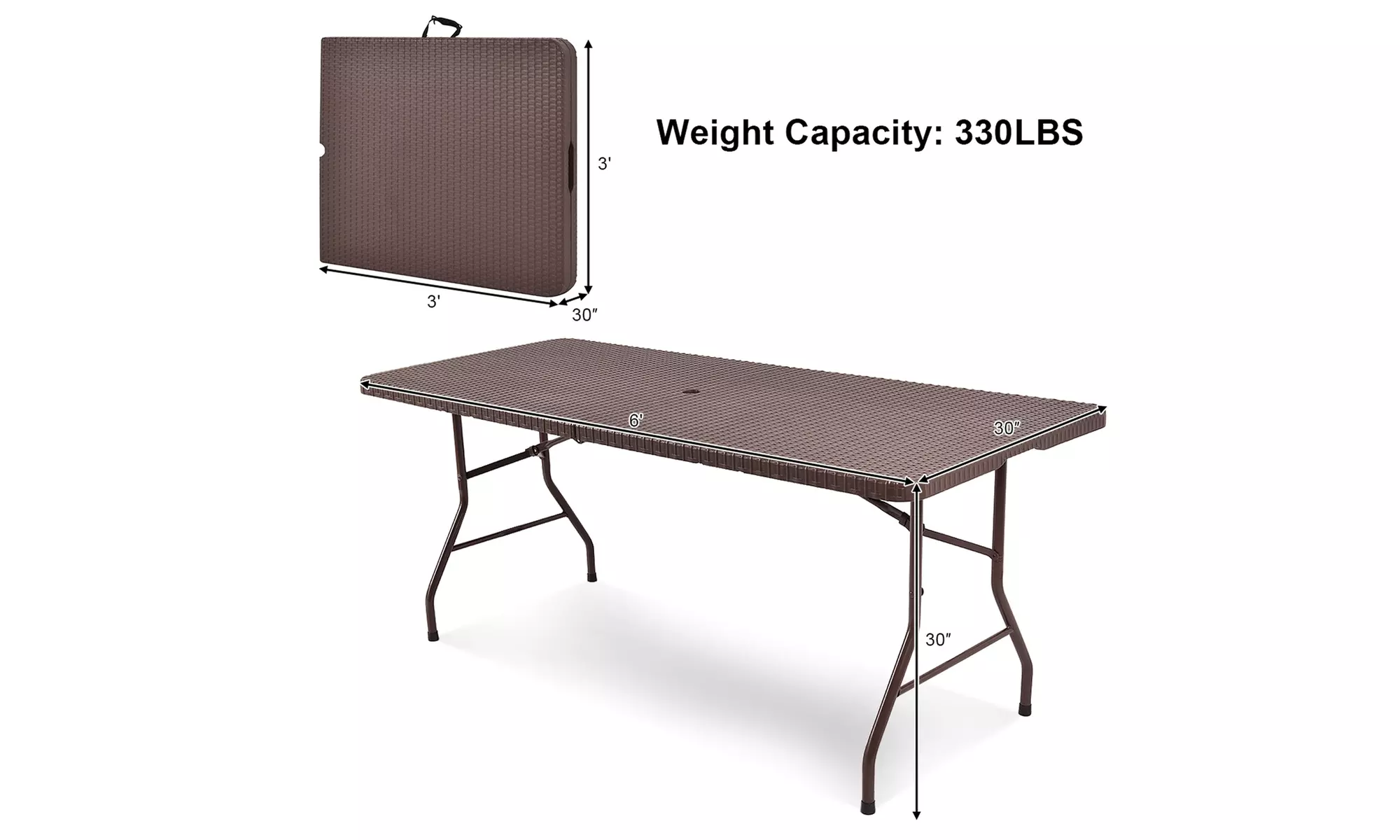 6' Folding Table Rattan Portable Indoor Outdoor Picnic Party Dining Camping