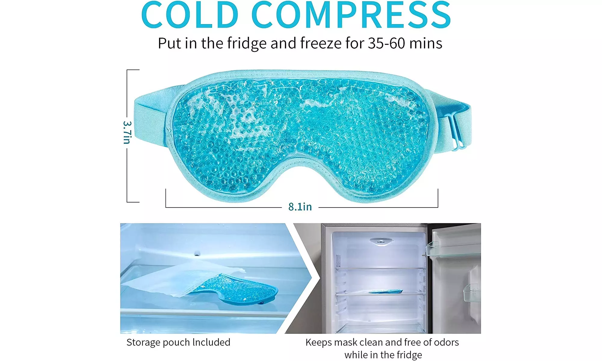 Cooling Ice Gel Eye Mask Reusable Eye Masks, - Primary Image