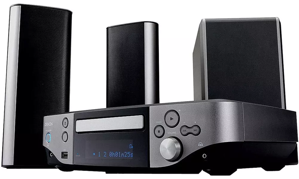 Denon DVD and Home Entertainment System with Two Floor Speaker Stands - Primary Image