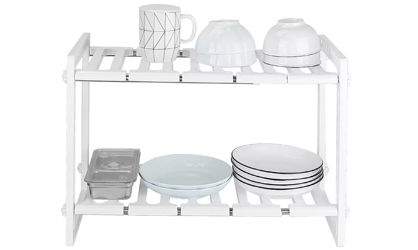 iMounTEK 2-Tier Under Sink Organizer Retractable Rack Holders Storage Shelf