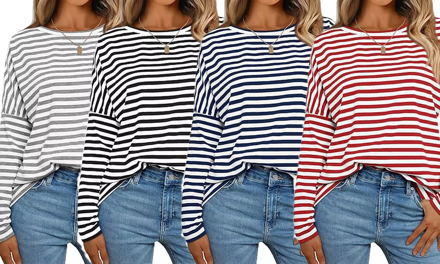 Bohuma Women's Striped Everyday Tshirt Tunic Top
