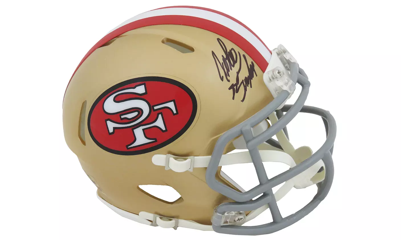 John Taylor Signed San Francisco 49ers Throwback Riddell Speed Mini Helmet - Primary Image