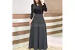 Women General Fashion Dress Long-sleeved High Waist Long Flower Print Dress - Second Medium