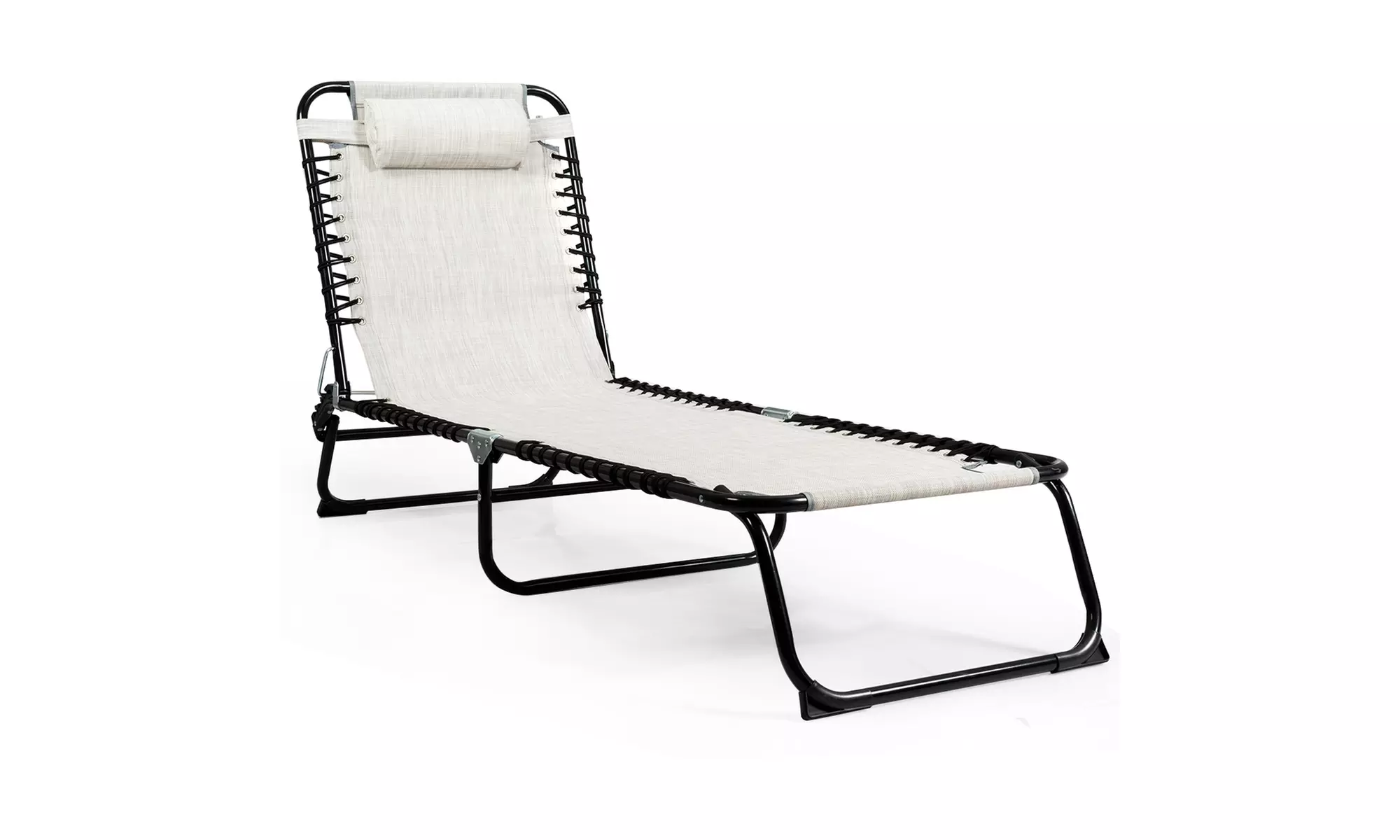 Foldable Lounge Chaise Adjustable Patio Camping Cot w/ Pillow Beach Pool 2 color