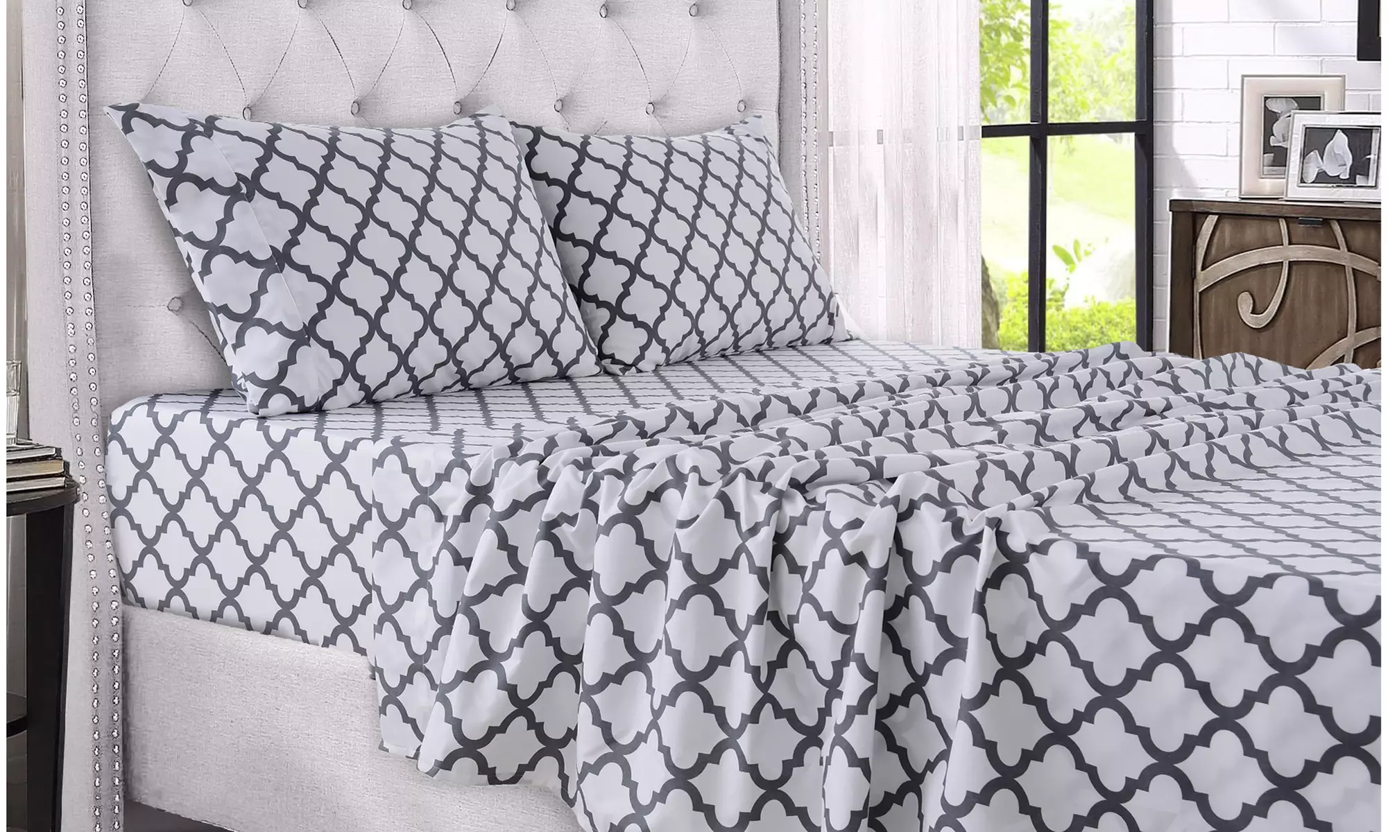 Quatrefoil 1800 Egyptian Quality Hypoallergenic Microfiber Sheet Set - Lux Decor