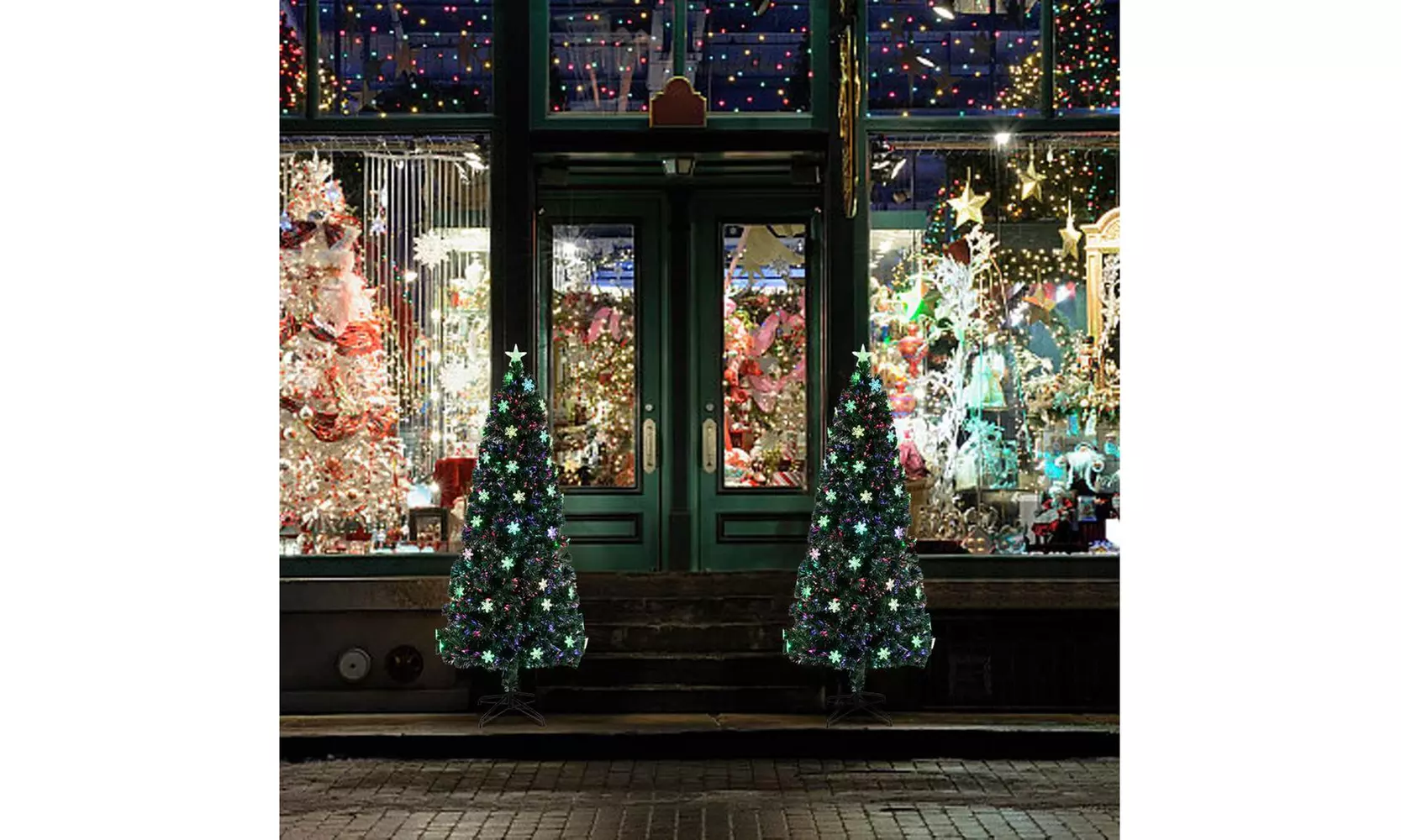 7 FT Artificial Pre-lit Fiber Christmas Tree Optic LED Lights with Iron Stand