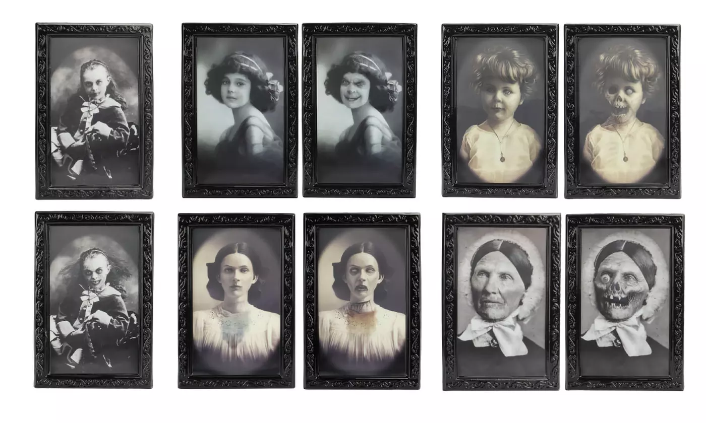 Halloween Decorations 3D Changing Face Expression Moving Portrait Picture Frames - Primary Image