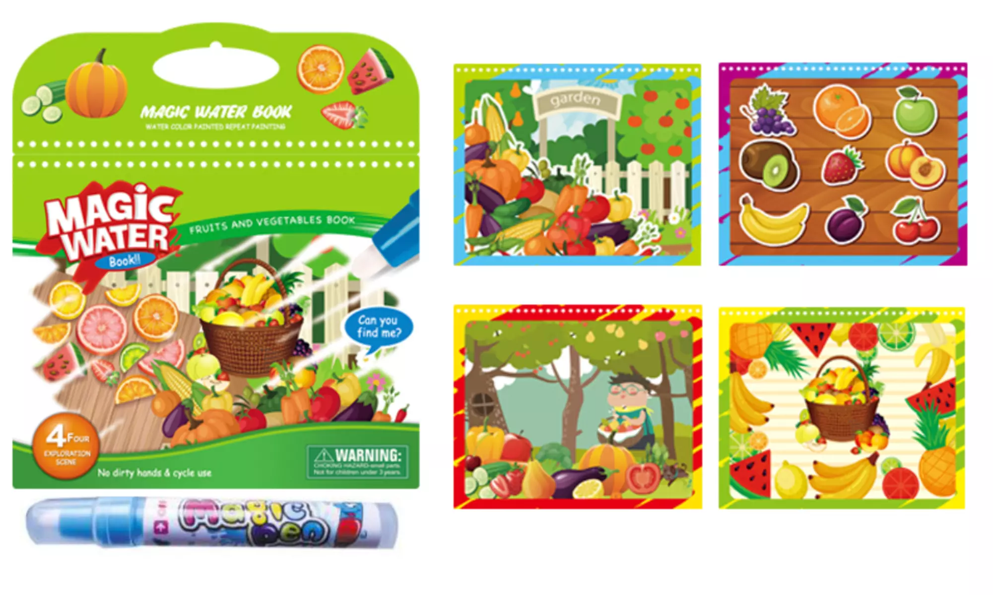 Zummy Magic Water Washable Coloring Books with Water Markers ( 3 Pack )