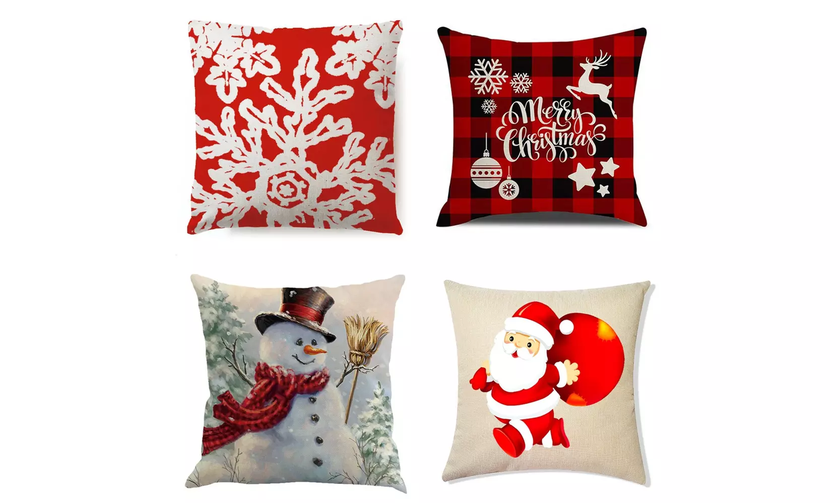4-Pack Home Decorations Cotton Linen Pillow Cover Set (Insert Not Included)