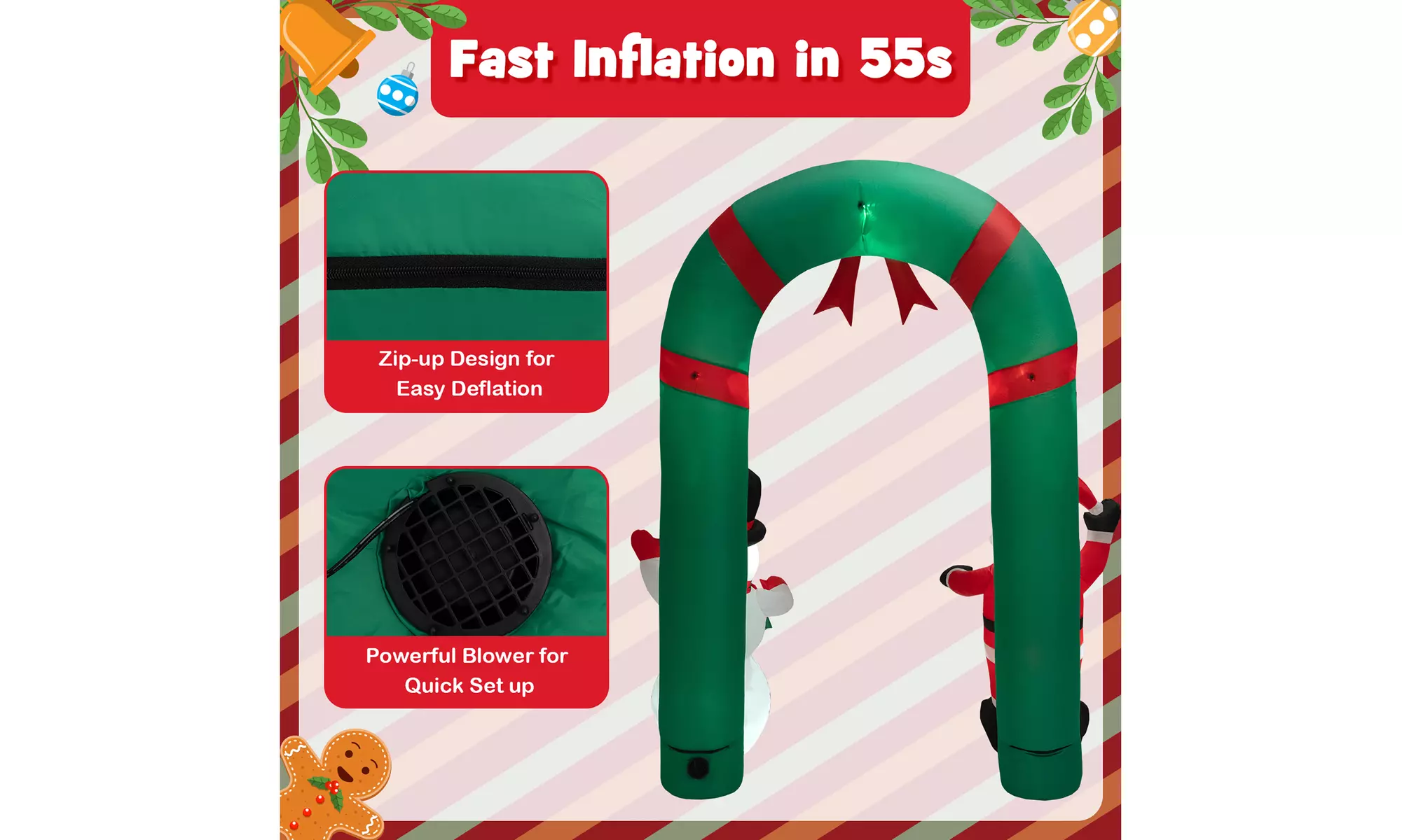 Costway Christmas Inflatable Snowman Penguin or Archway w/ Santa Claus & Snowman