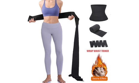 Women Exercise Intertwine Snatch Up Bandage Wrap Waist Trainer(3/4M) 3M Black Waist Trainers