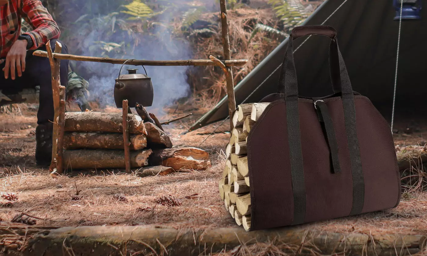 Heavy Duty Camping Firewood Log Carrier Tote Bag with Strap
