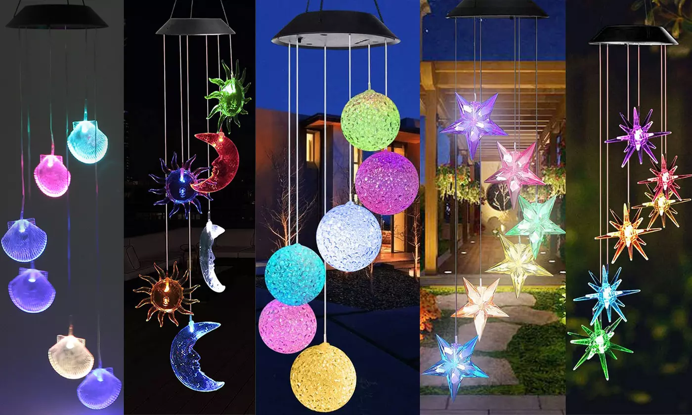 LED Changing Color Solar Hummingbird Wind Chime Waterproof Wind Chimes