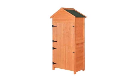 Outdoor Storage Shed Wood Garden Waterproof Tool Storage Cabinet Natural Storage Sheds