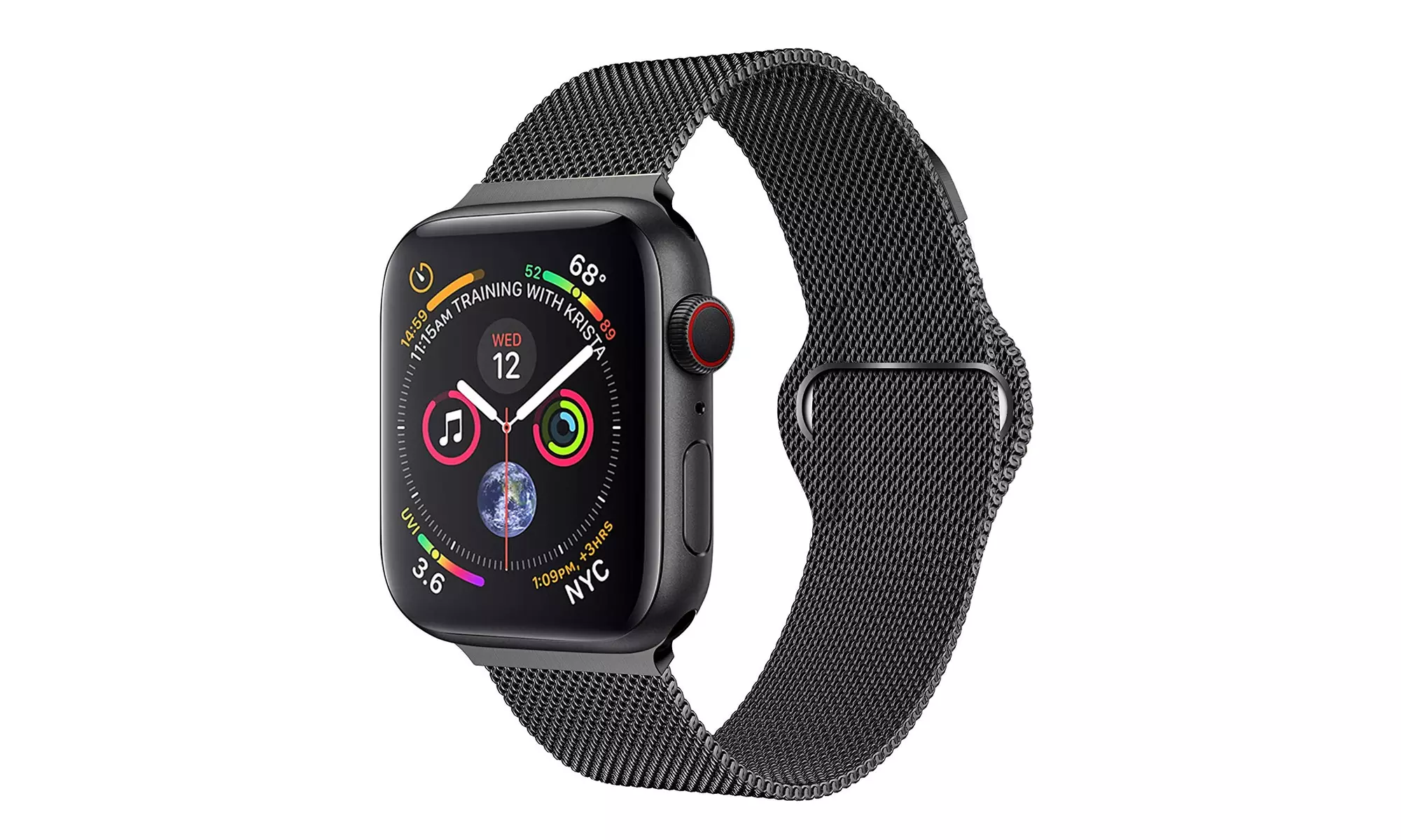 Black Rugged Protective Case W/ Tempered Glass Screen Protector for Apple Watch - Second Medium