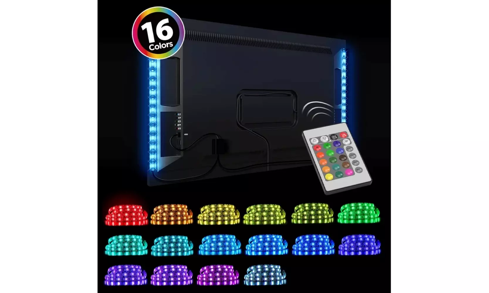 Promounts LED Lights, TV Backlight Kit with Remote for Home Theater TVs  - Primary Image
