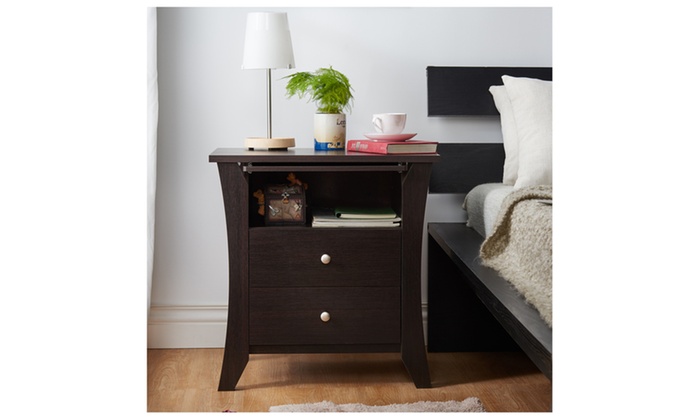 Trista 2 Drawer Top Shelf Espresso Nightstand Groupon