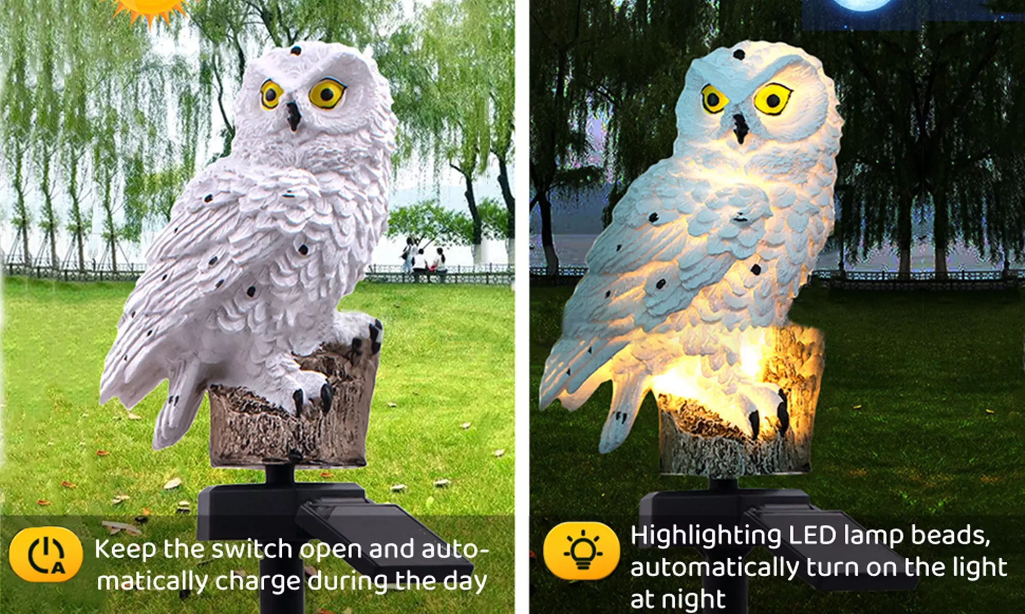 Solar Owl Garden Light Parrot Outdoor Light Solar Stake Lamps for Outdoor Decor
