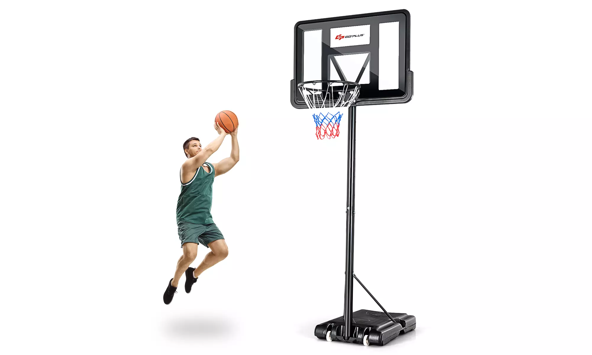 Costway Portable Basketball Hoop Stand Adjustable Height Shatterproof Backboard - Primary Image