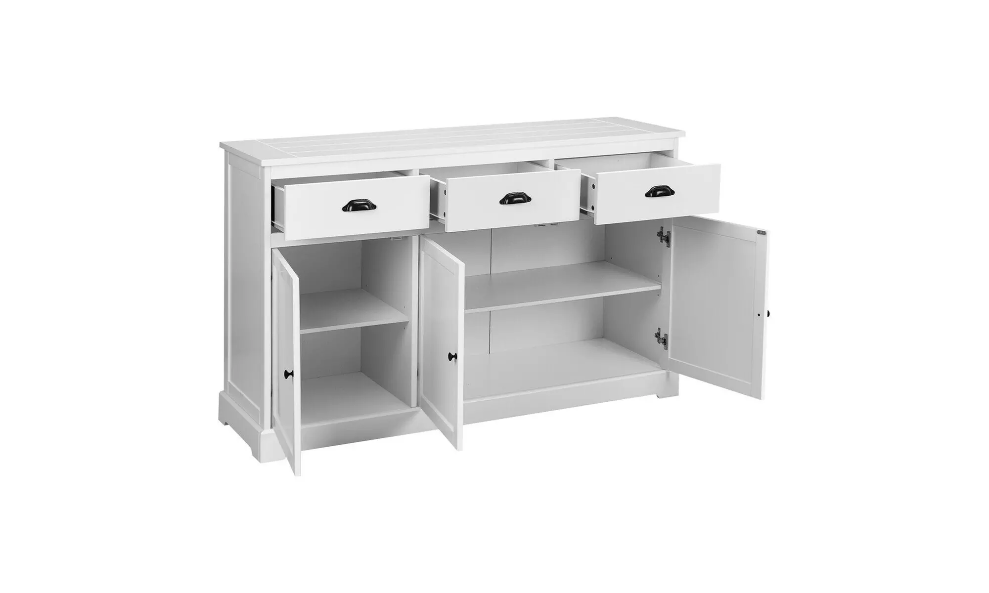 Costway 3 Drawers Sideboard Buffet Cabinet Table Kitchen Storage Cupboard White - Image 6