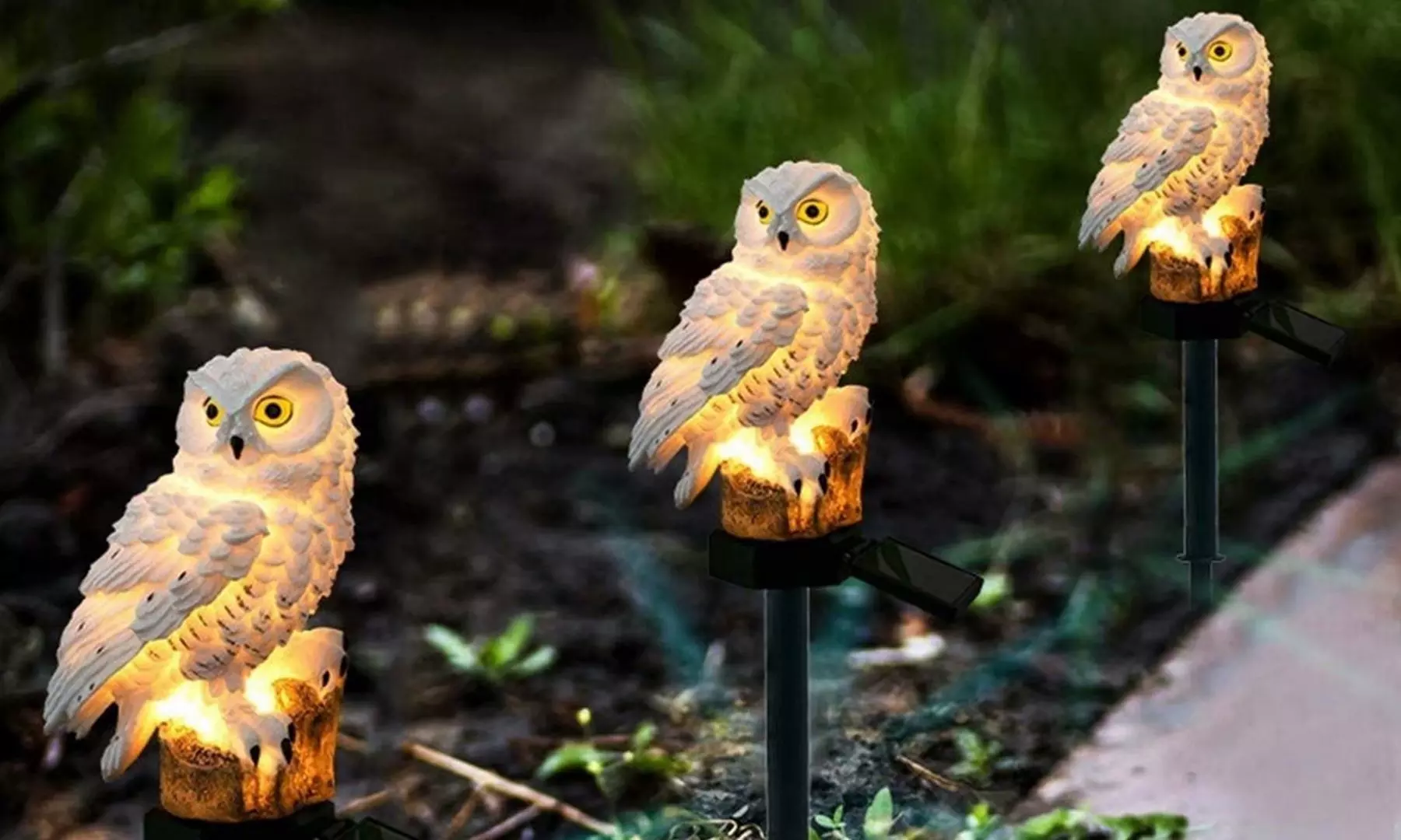 2 Pack Solar Lights Outdoor Owl Solar LED Lights Solar Owl Decor Stake Lights