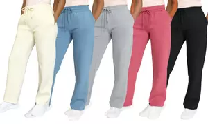 3-Pack Women's Heavyweight Wide-Leg Fleece Sweatpants - Loose Fit with Pockets