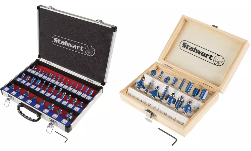 Router Bit Set- 15 or 35 Piece Kit with 1/4" Shank and Storage Case by Stalwart - Primary Image