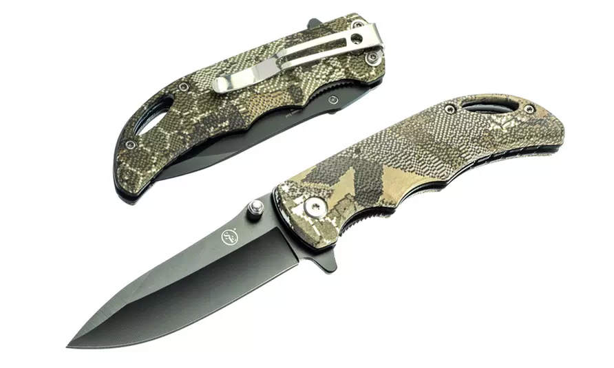 4" Pocket Knife Pocket Clip & Lanyard Hole, Spring Assisted, Drop Point Blade