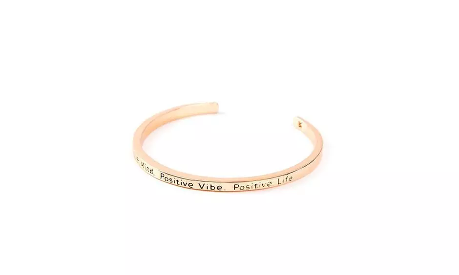 Positive Mind Positive Vibe Positive Life Cuff Bangle - Primary Image