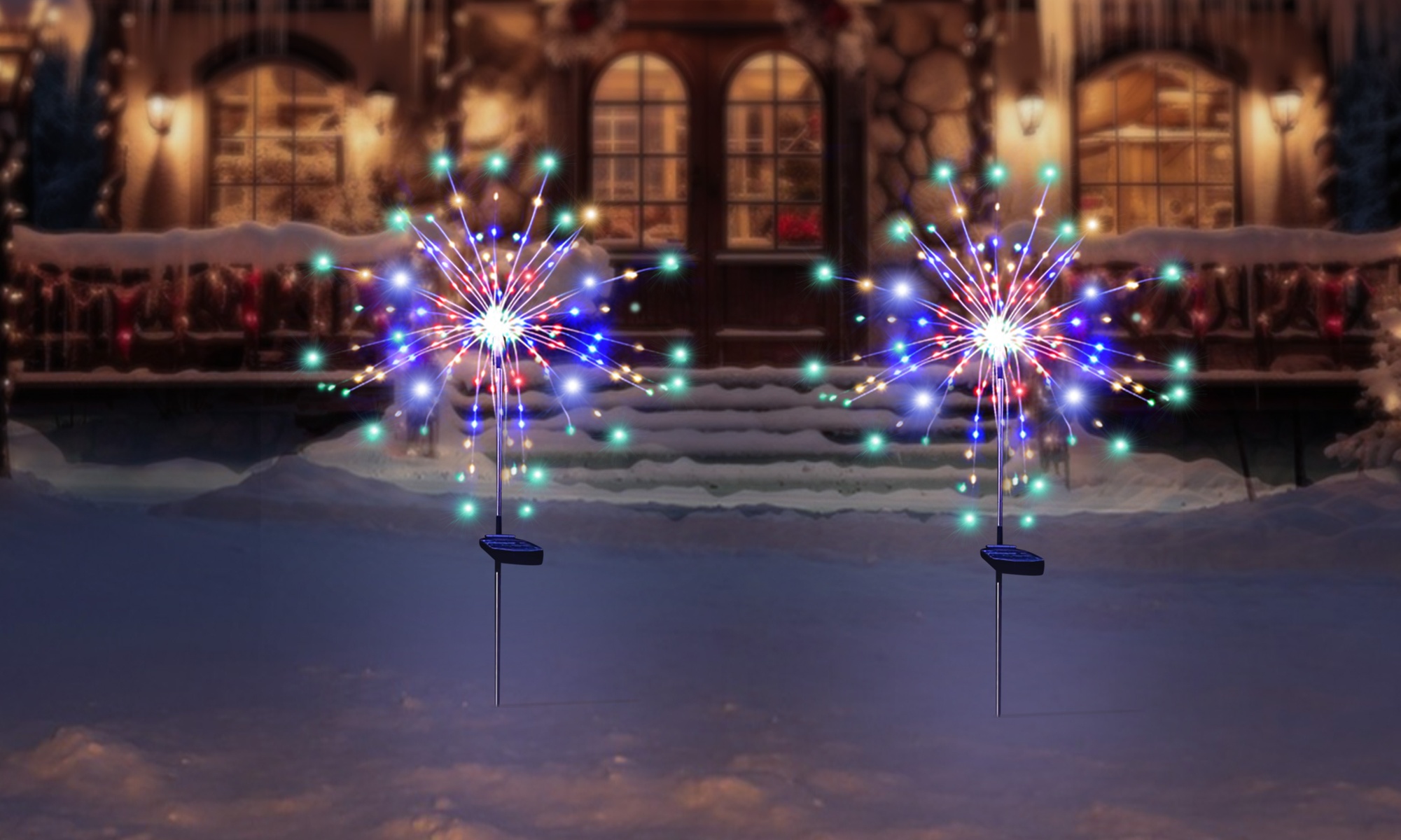 Up to Six Packs of Solar 120LED Firework Lights for Christmas Decorations
