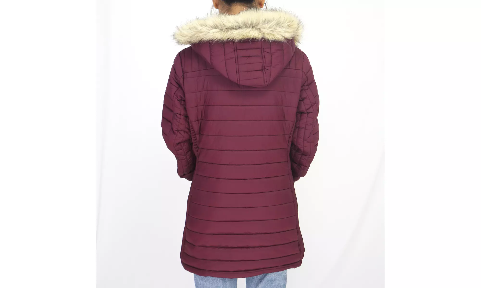 LeeHanTon Women's Puffer Style Sherpa Lined Parka Hooded Coat (Plus Sizes Avail) - Primary Image