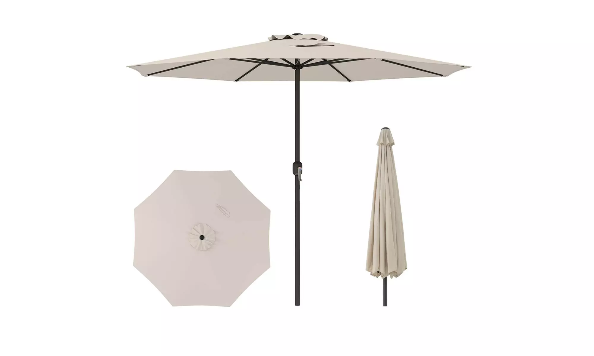Costway 12-ft Patio Umbrella Outdoor Market Umbrella with Crank Handle 8 Ribs