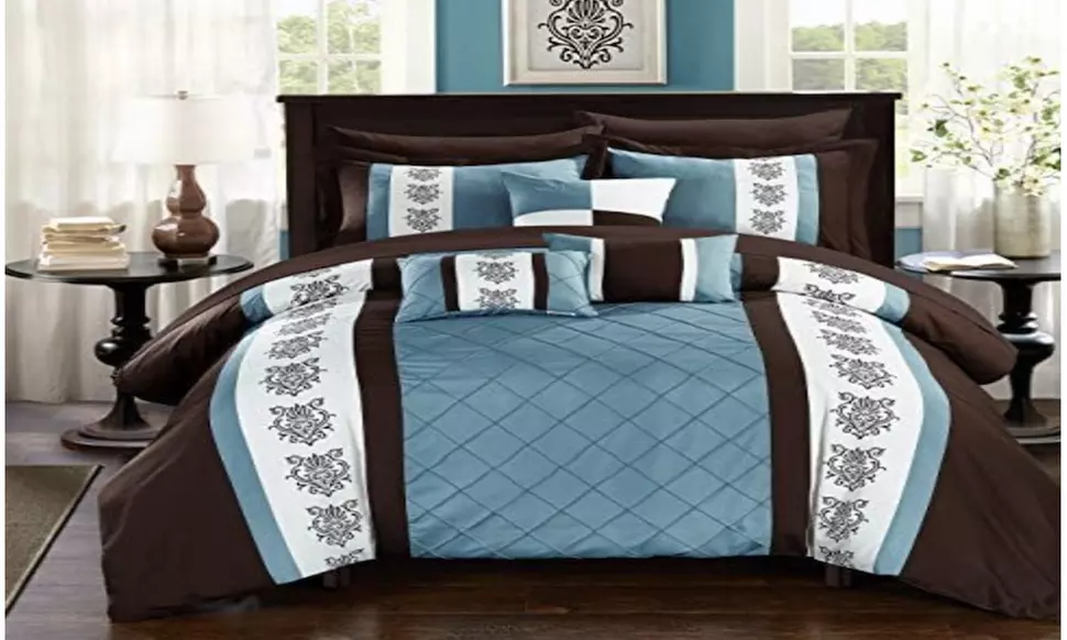 Chic Home Clayton 10-Piece Pintuck Embroidered Comforter Set