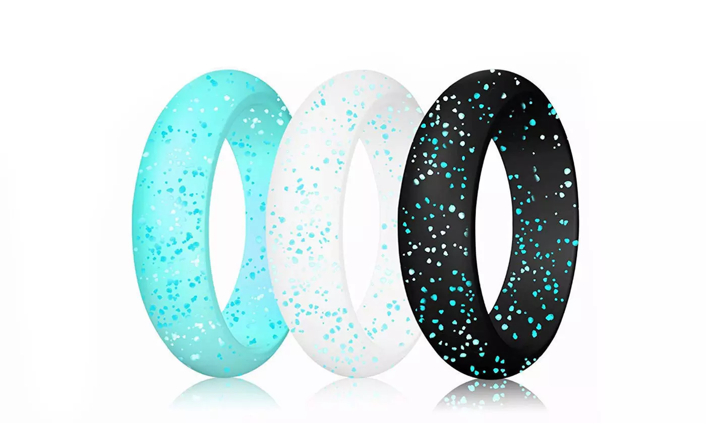 10-Pack Women Silicone Rings Wedding Stackable Durable Rubber Bands