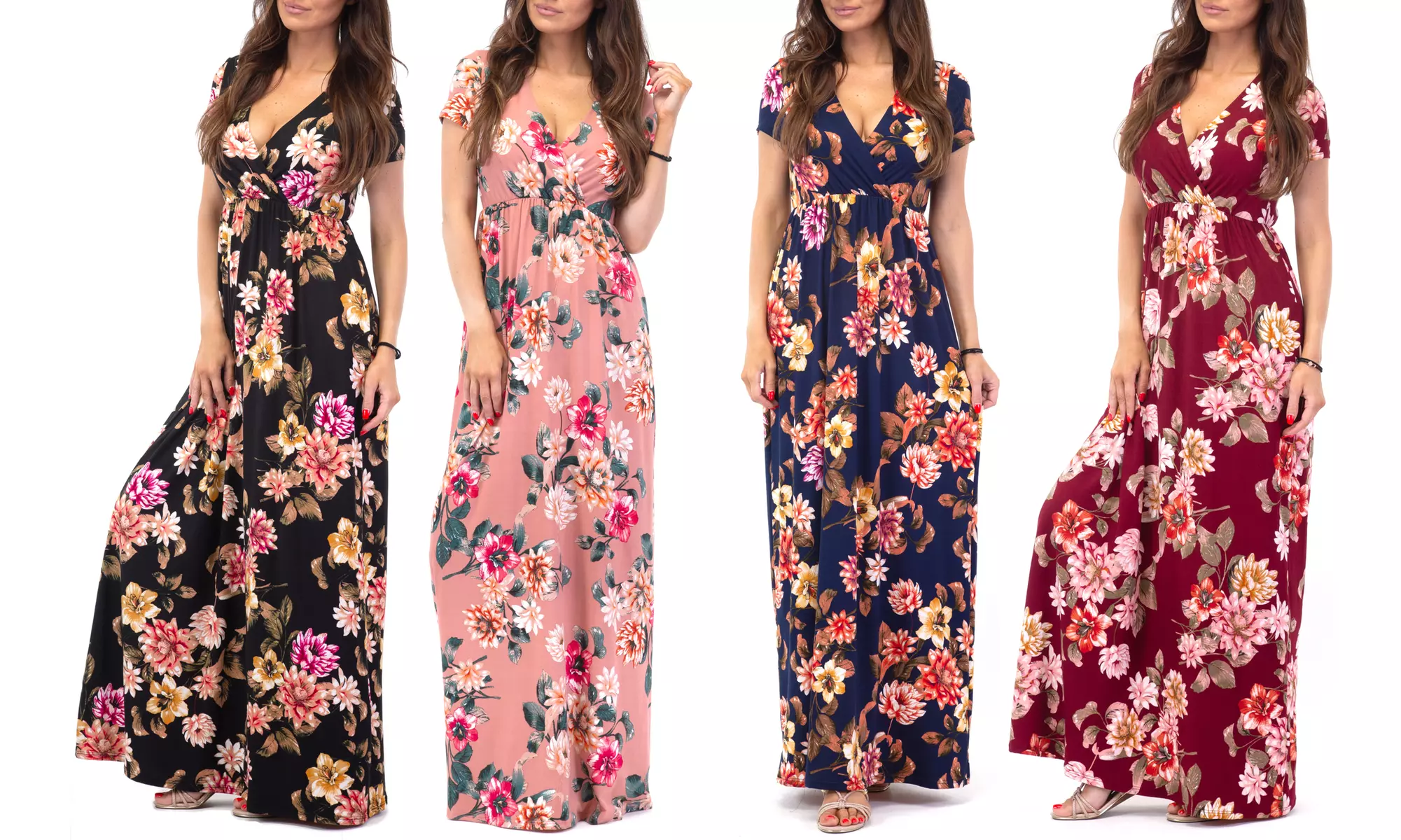 Women's Faux Wrap Ruched Prin... | Groupon Goods