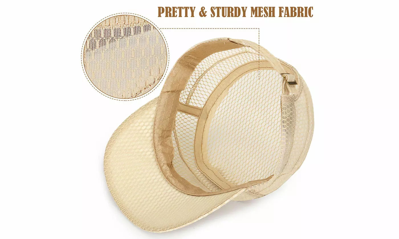 Quick Dry Mesh Short Brim Flat Top Hat for Women or Men
