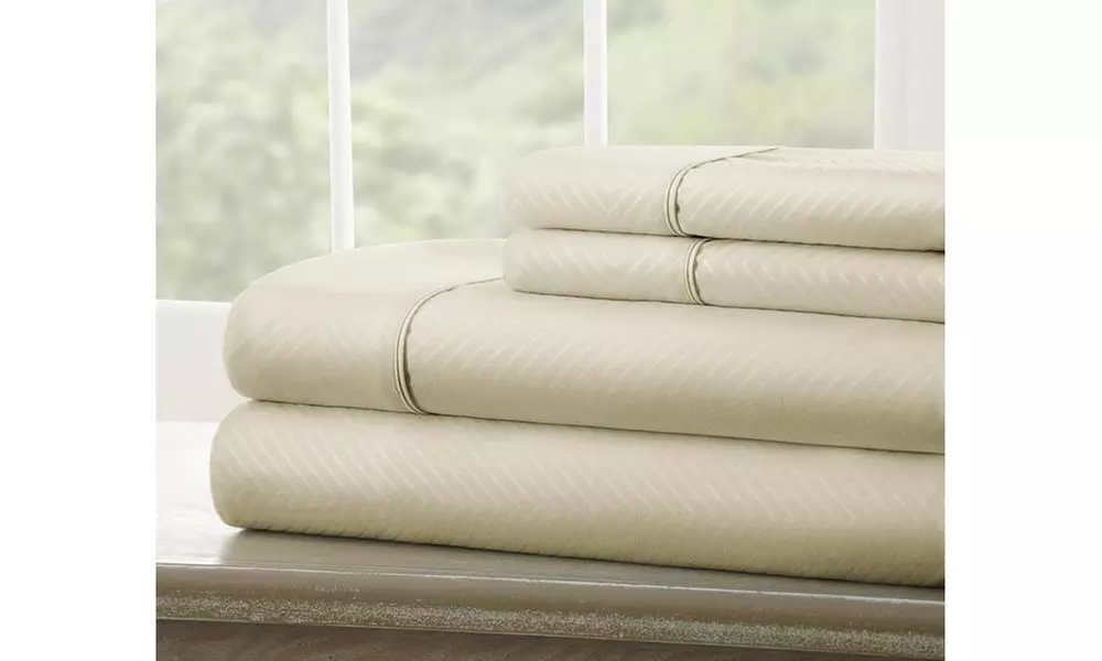 Merit Linens Luxury Chevron Embossed Bed Sheet Set (4pc) - Primary Image
