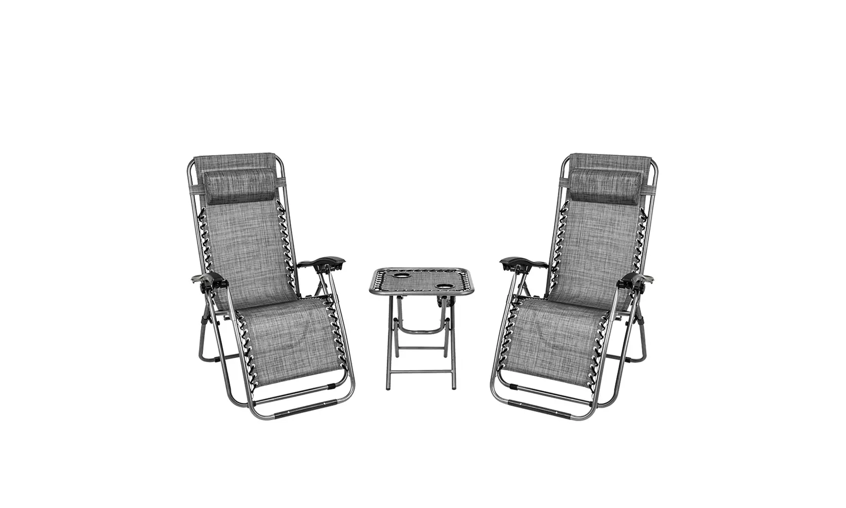 3 PCS Zero Gravity Chair Patio Chaise Lounge Chairs Table Chair Set Recliner - Second Medium