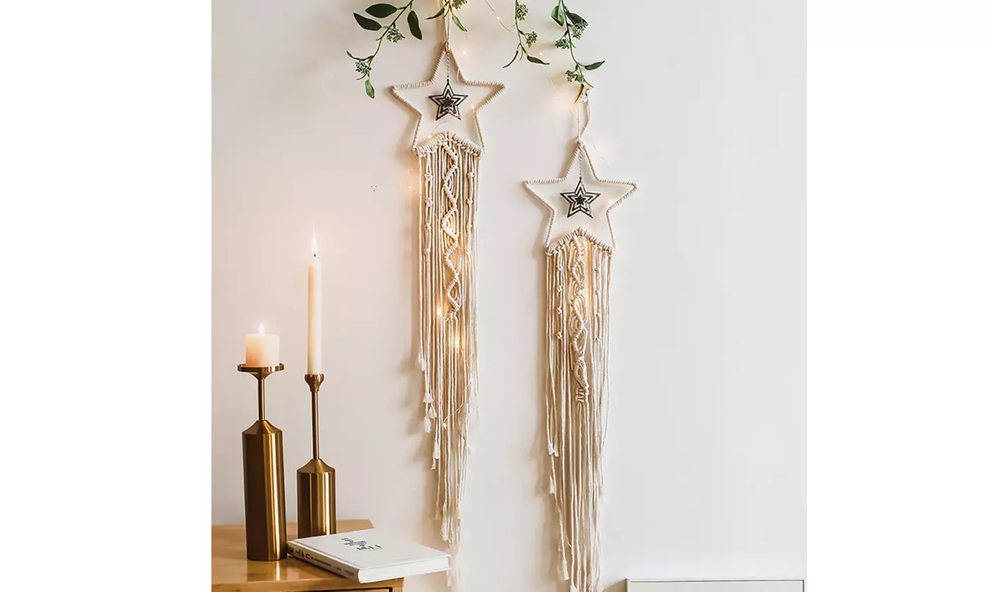 Macrame Star Moon Dream Catcher Boho Wall Hanging Ornament