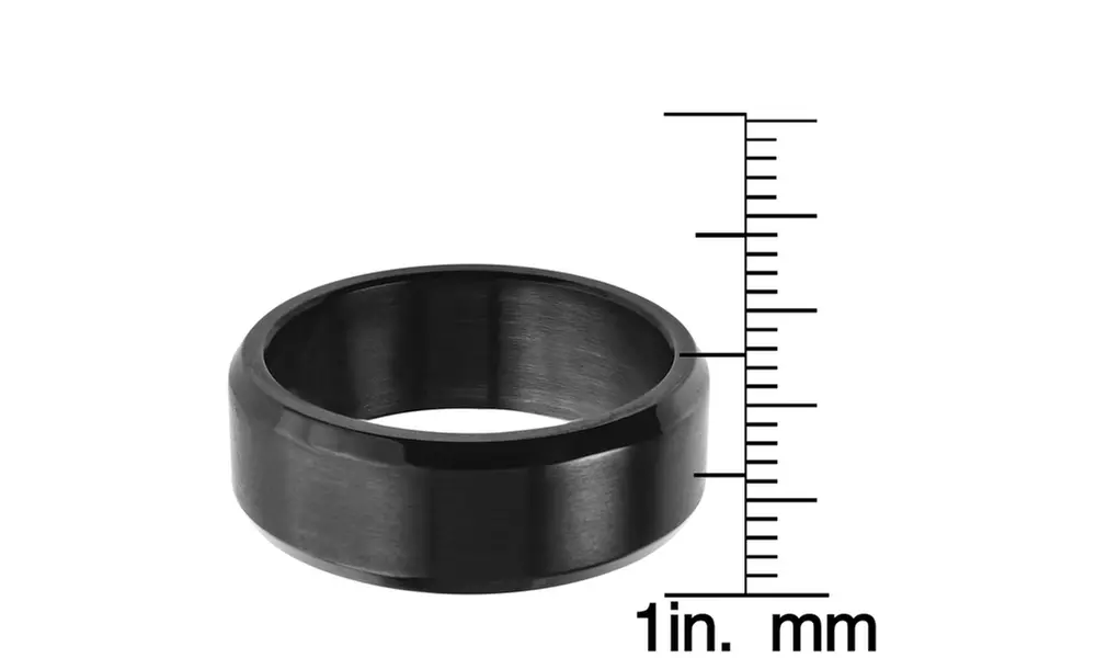 Men's Black Plated Stainless Steel Satin and High Polished Ring