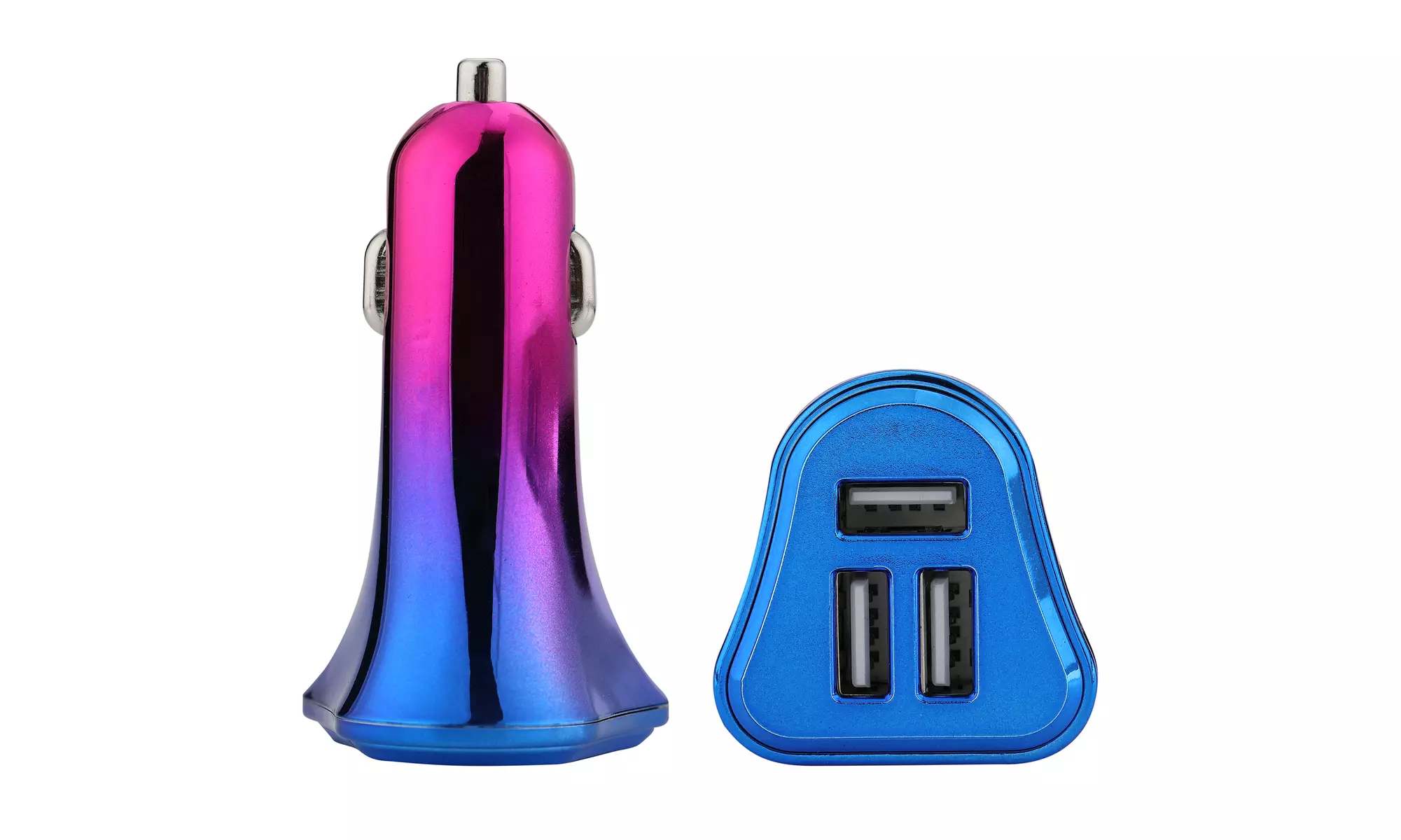 LAX Iridescent Chrome 3 Port USB Car Charger (1, 2, or 3 pack)