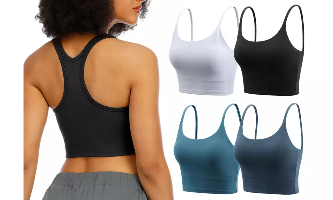 Women Padded Sports Bra Fitness Workout Running Shirts Yoga Tank Top - Primary Image