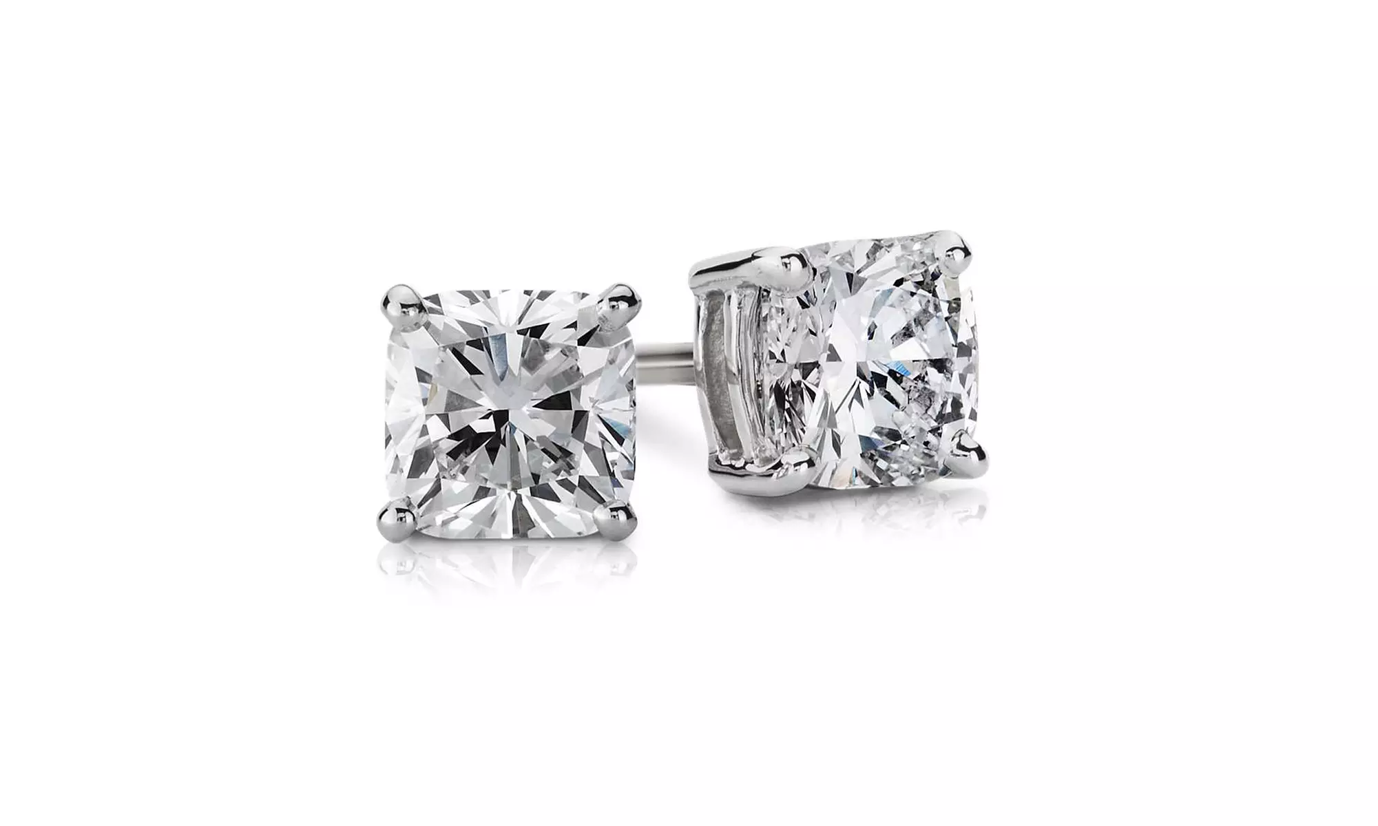 Paris Jewelry 14k White Gold 1/4Cttw Princess Man Made Diamond Stud Earrings 